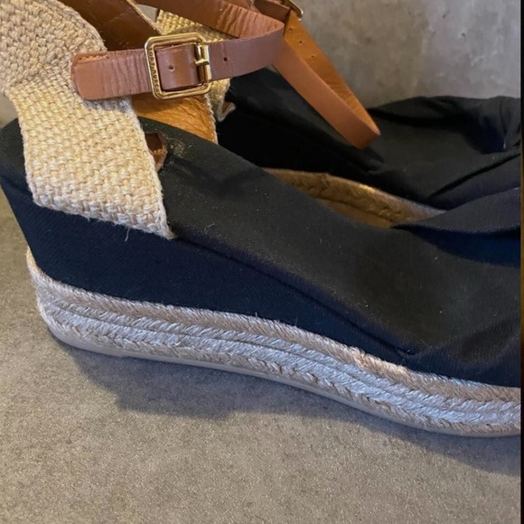 Tory Burch Knotted Black Canvas Espadrille Platform Sandals - Picture 3 of 5